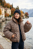 LEOPARD BALLOON SLEEVE PADDED JACKET