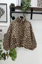 LEOPARD BALLOON SLEEVE PADDED JACKET