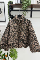 LEOPARD BALLOON SLEEVE PADDED JACKET
