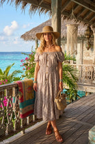 POLKA DOT SMOCKED MIDI DRESS