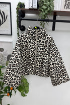 LEOPARD BALLOON SLEEVE PADDED JACKET
