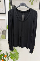GOLD BUTTON LONG SLEEVE JERSEY TOP