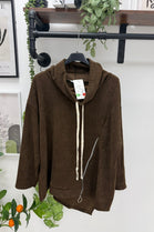 CORDUROY DRAWSTRING SIDE-ZIP OVERSIZED HOODIE