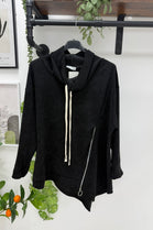 CORDUROY DRAWSTRING SIDE-ZIP OVERSIZED HOODIE