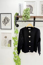 METALLIC BUTTON DETAIL KNIT CARDIGAN (15298865660288)