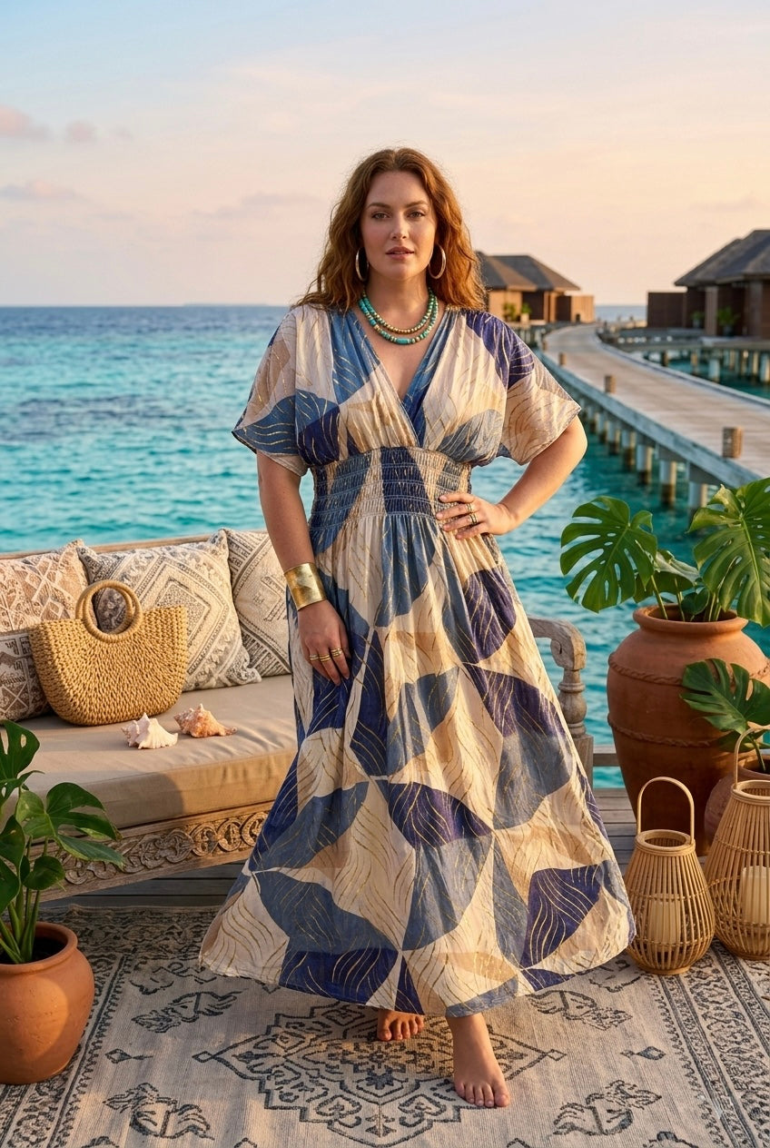 SMOCKED WAIST SURPLICE MAXI(MIXED COLOUR PACK)