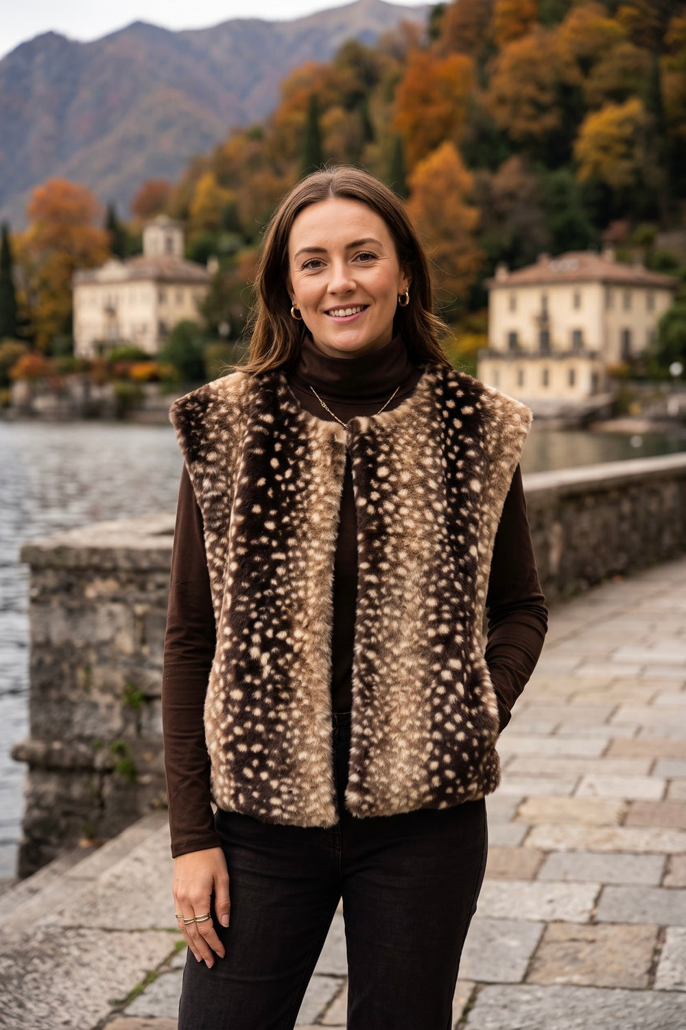 BAMBI PRINT FAUX-FUR WAISTCOAT