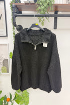 WOOL BLEND HALF-ZIP BUBBLE SLEEVE JUMPER