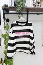 STRIPED SLOGAN SWEATSHIRT