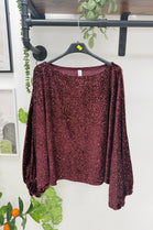 VELVET SEQUIN BALLON SLEEVE TOP