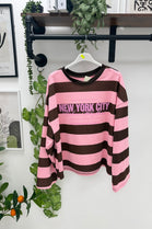 STRIPED SLOGAN SWEATSHIRT