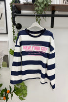 STRIPED SLOGAN SWEATSHIRT