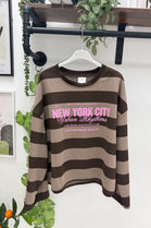 STRIPED SLOGAN SWEATSHIRT