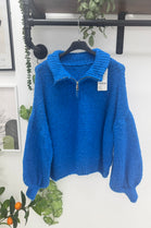 WOOL BLEND HALF-ZIP BUBBLE SLEEVE JUMPER