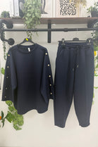 SLEEVE BUTTON DETAIL CARROT FIT LOUNGEWEAR