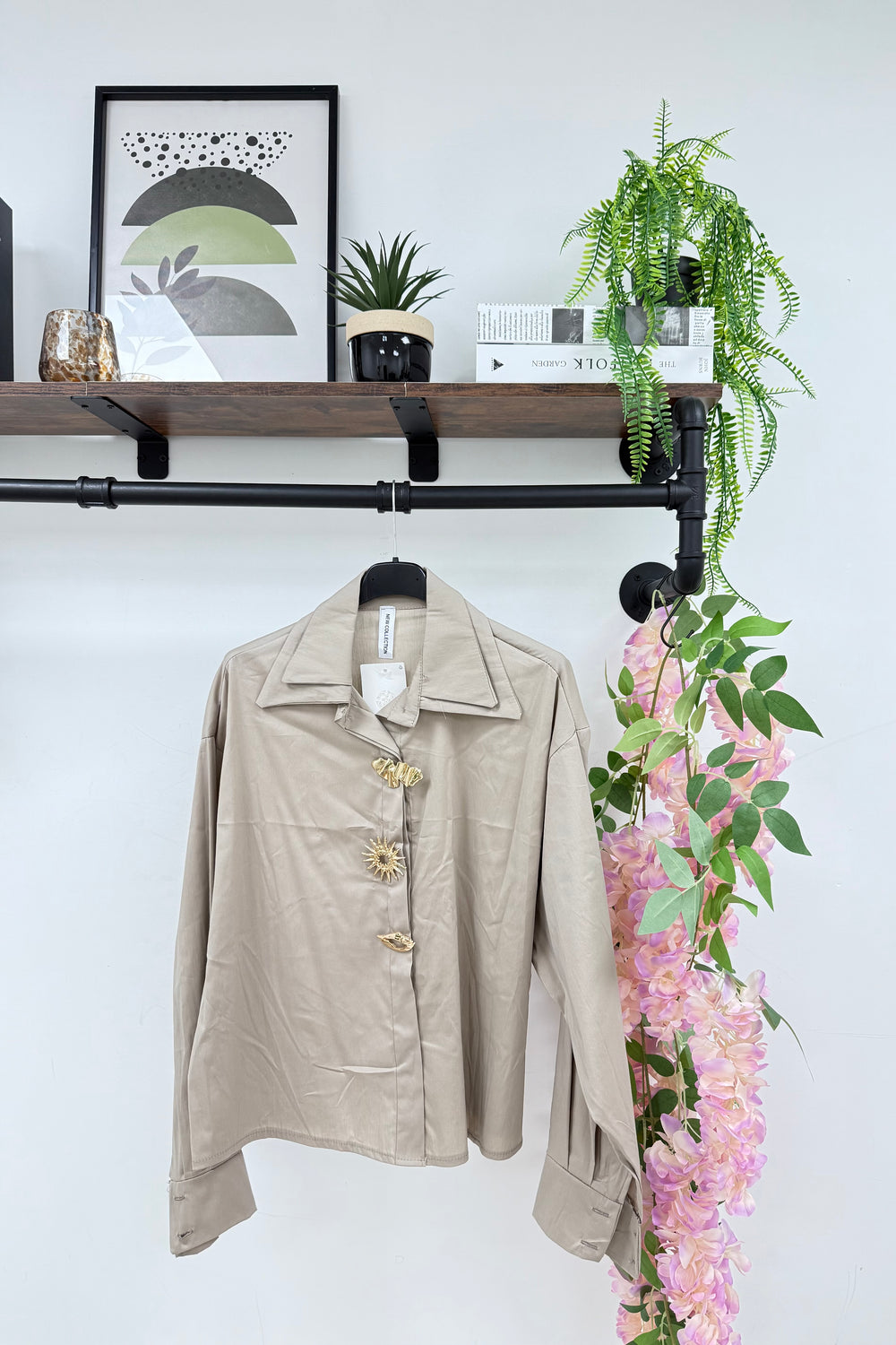 GOLD BROACH DOUBLE COLLAR SHIRT (15302404047232)