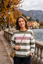 STRIPED SLOGAN SWEATSHIRT