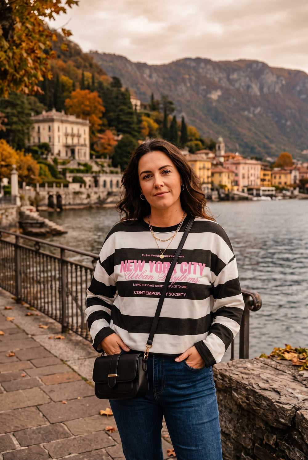 STRIPED SLOGAN SWEATSHIRT