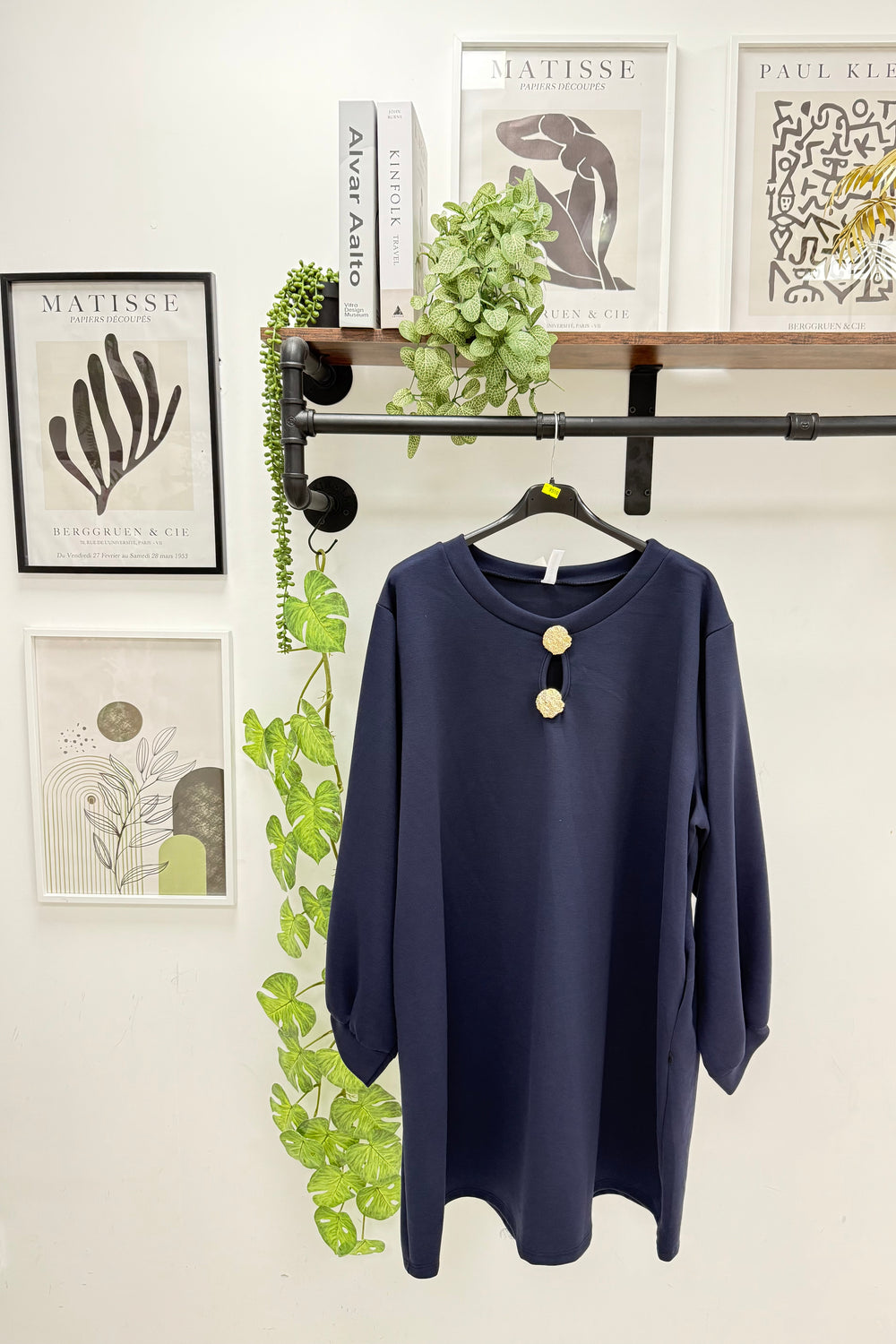 GOLD BUTTON OVERSIZED SCOOBA DRESS (15302473023872)