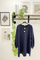 GOLD BUTTON OVERSIZED SCOOBA DRESS (15302473023872)