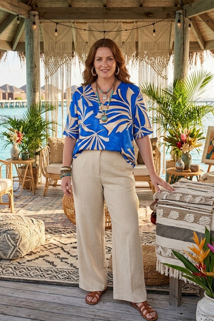 OVERSIZED BOTANICAL PRINT BLOUSE