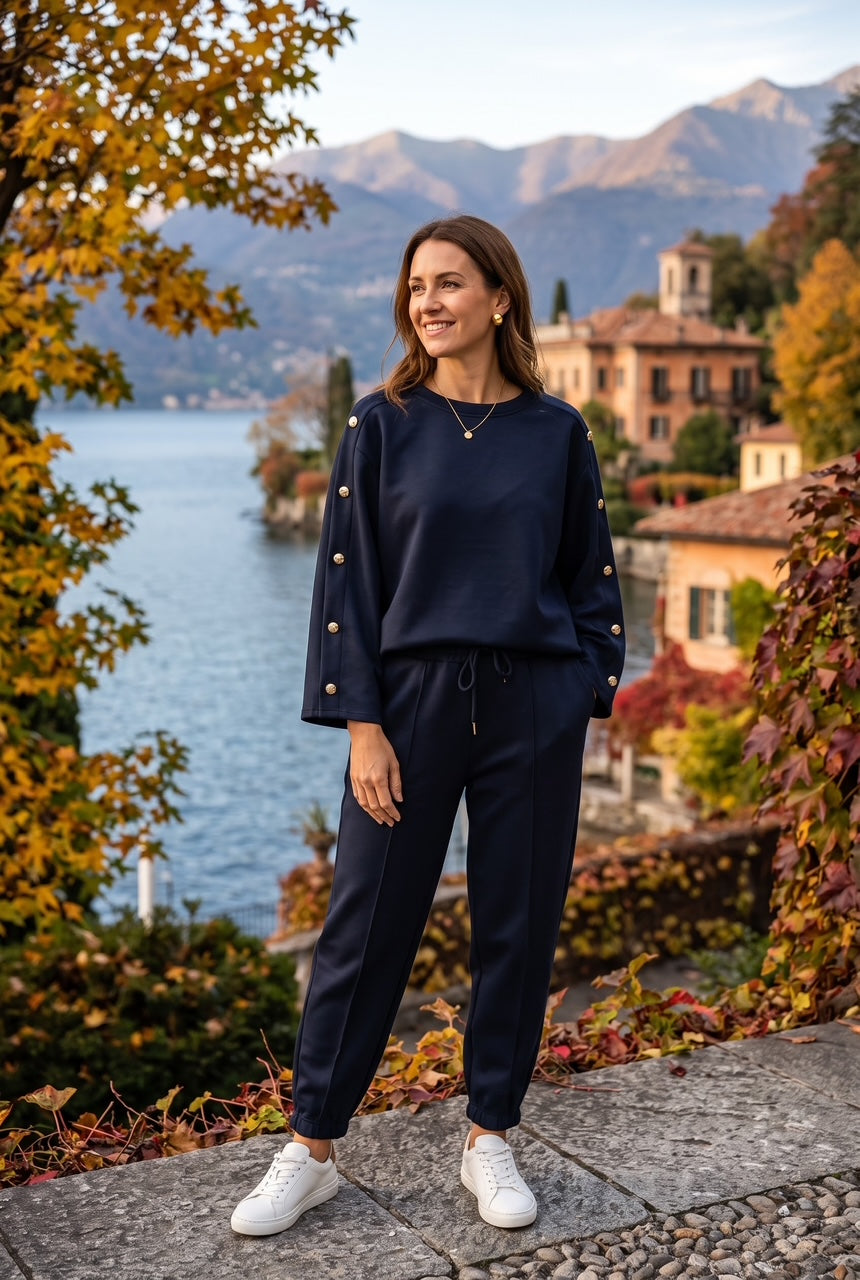 SLEEVE BUTTON DETAIL CARROT FIT LOUNGEWEAR