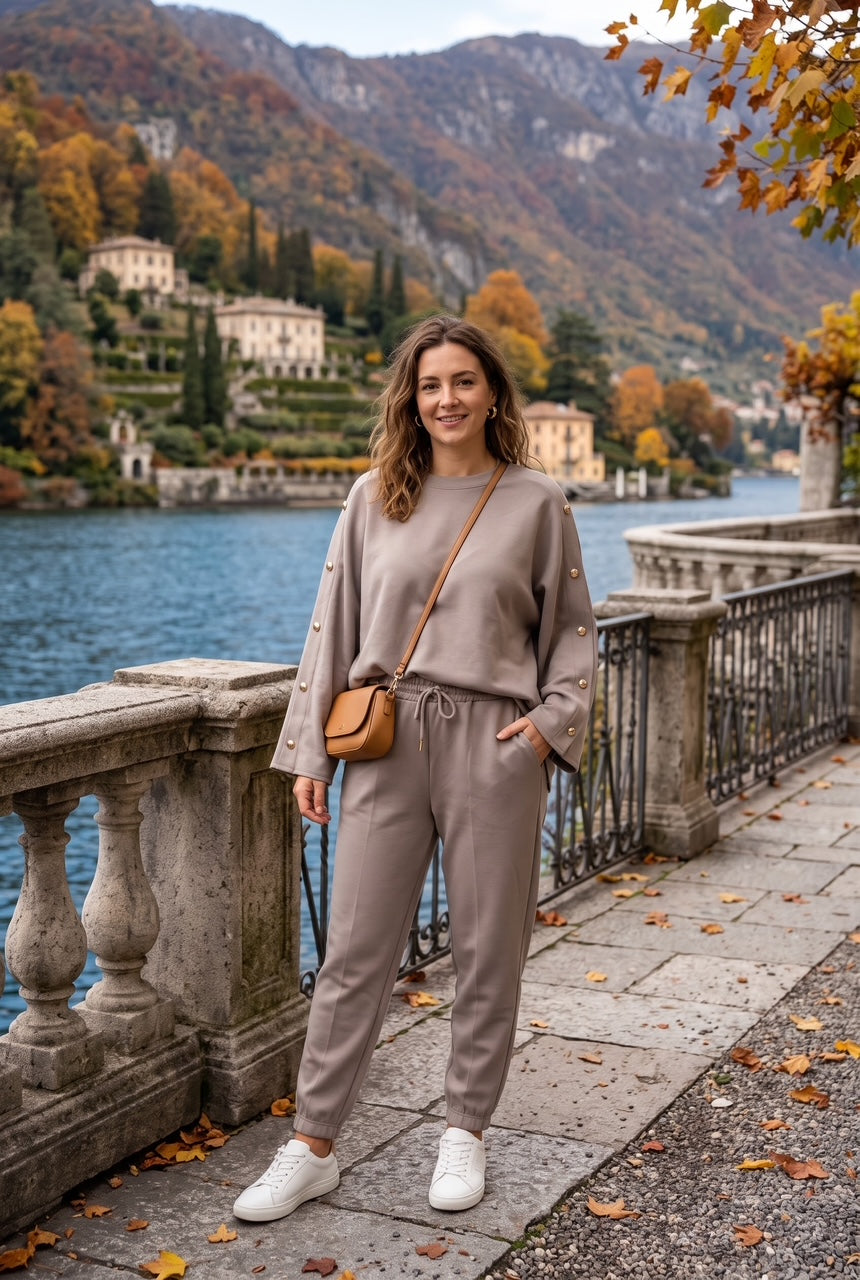 SLEEVE BUTTON DETAIL CARROT FIT LOUNGEWEAR
