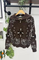 PAISLEY PRINTED HALF-ZIP KNIT JUMPER