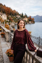 VELVET SEQUIN BALLON SLEEVE TOP