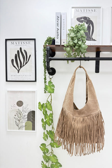 FAUX SUEDE TASSEL BIG BAG (15302440911232)