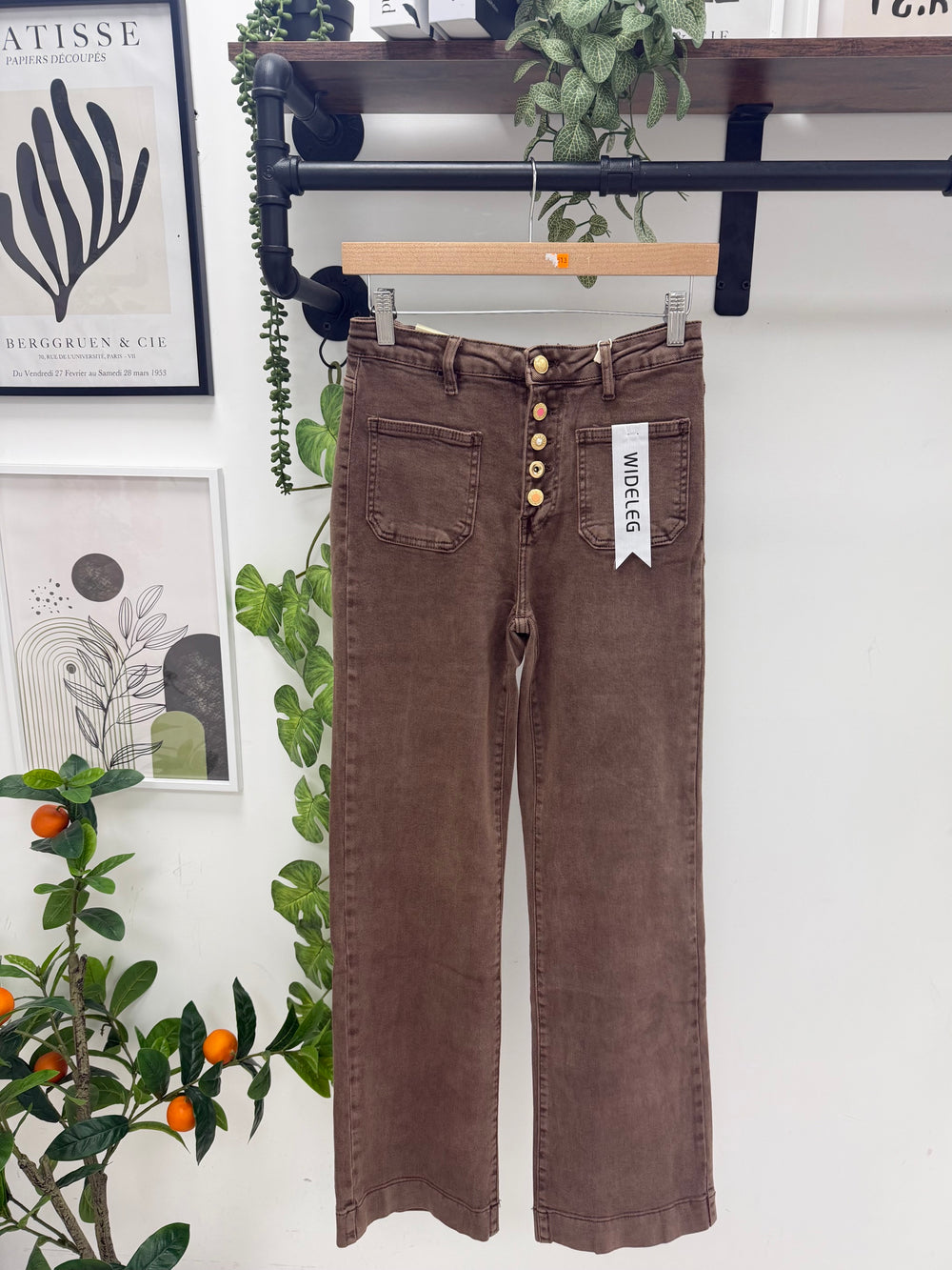 GOLD BUTTON DENIM JEANS ( ACID WASH )
