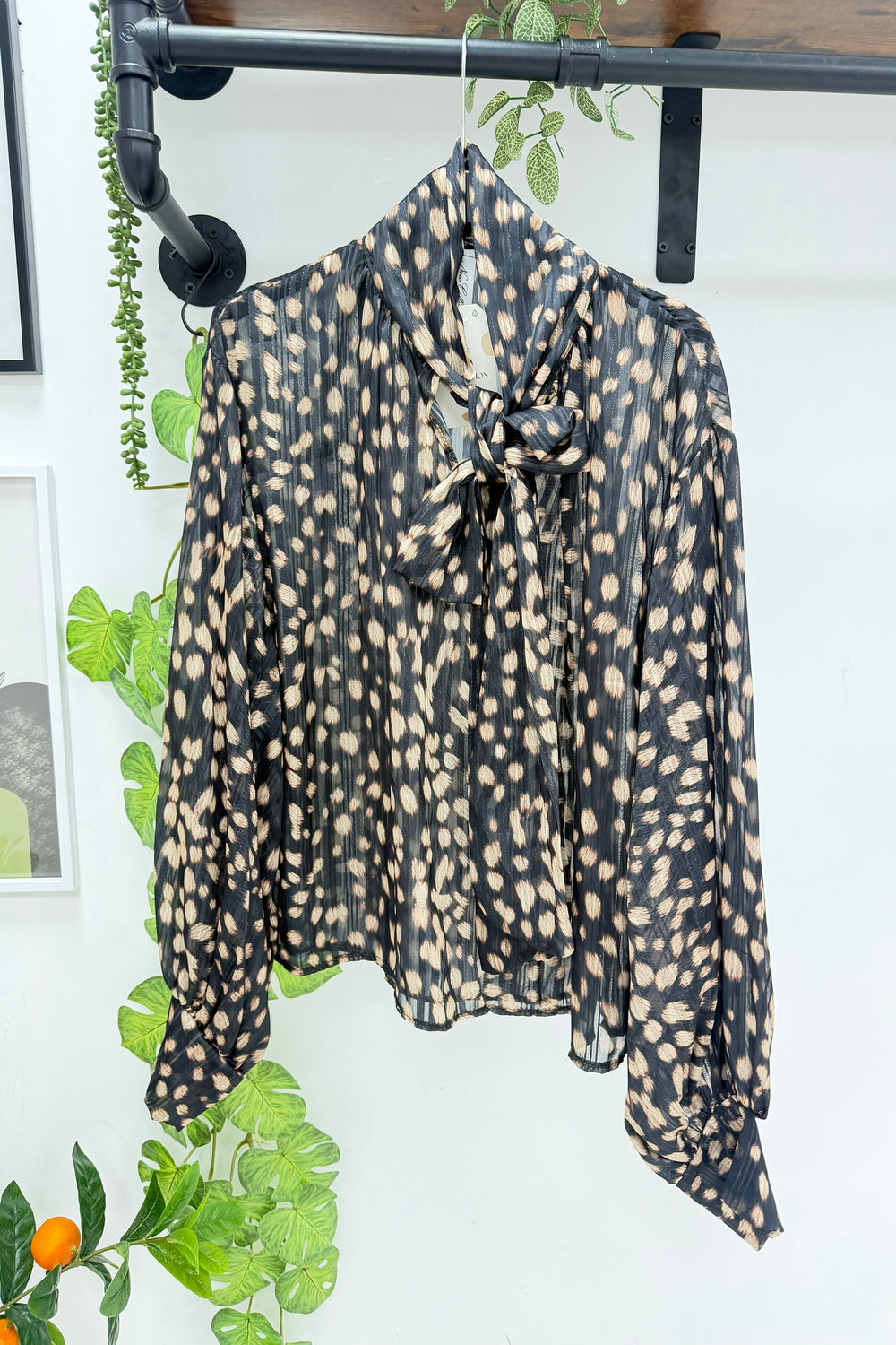 PUSSY-BOW BAMBI PRINT BLOUSE