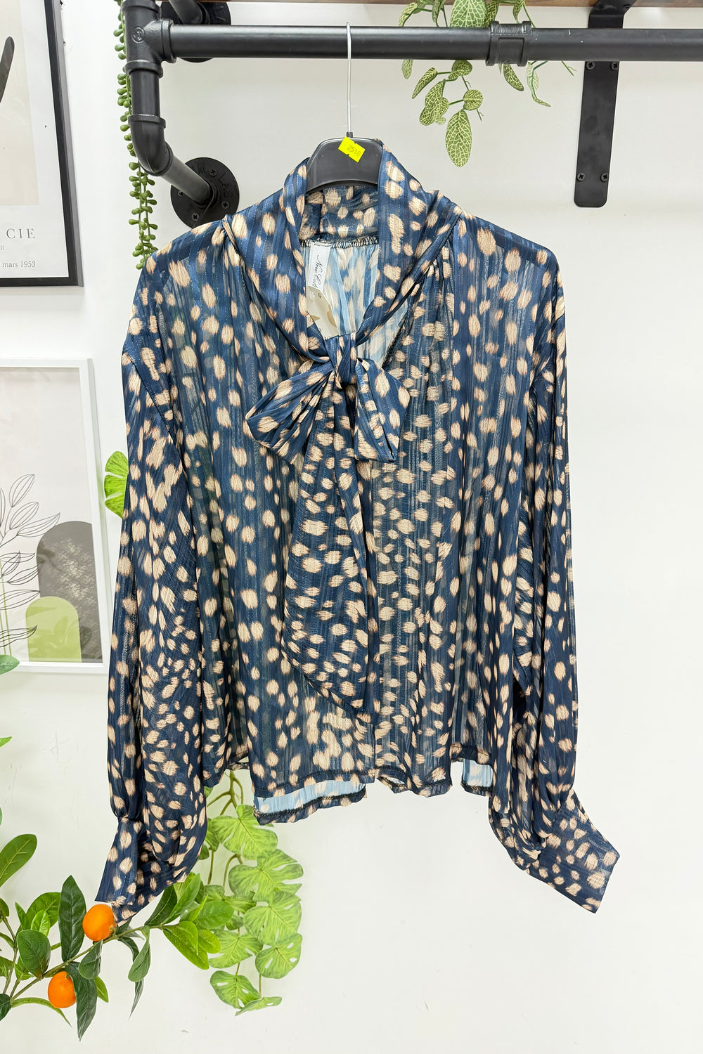 PUSSY-BOW BAMBI PRINT BLOUSE