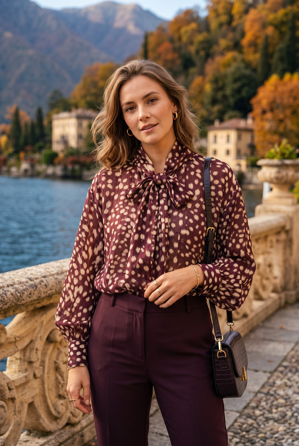 PUSSY-BOW BAMBI PRINT BLOUSE