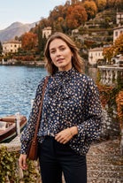 PUSSY-BOW BAMBI PRINT BLOUSE