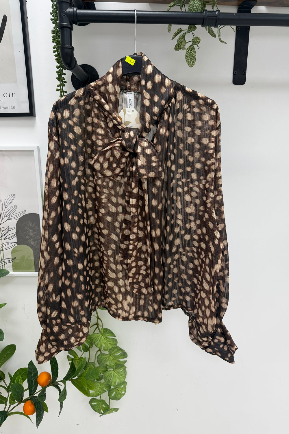 PUSSY-BOW BAMBI PRINT BLOUSE