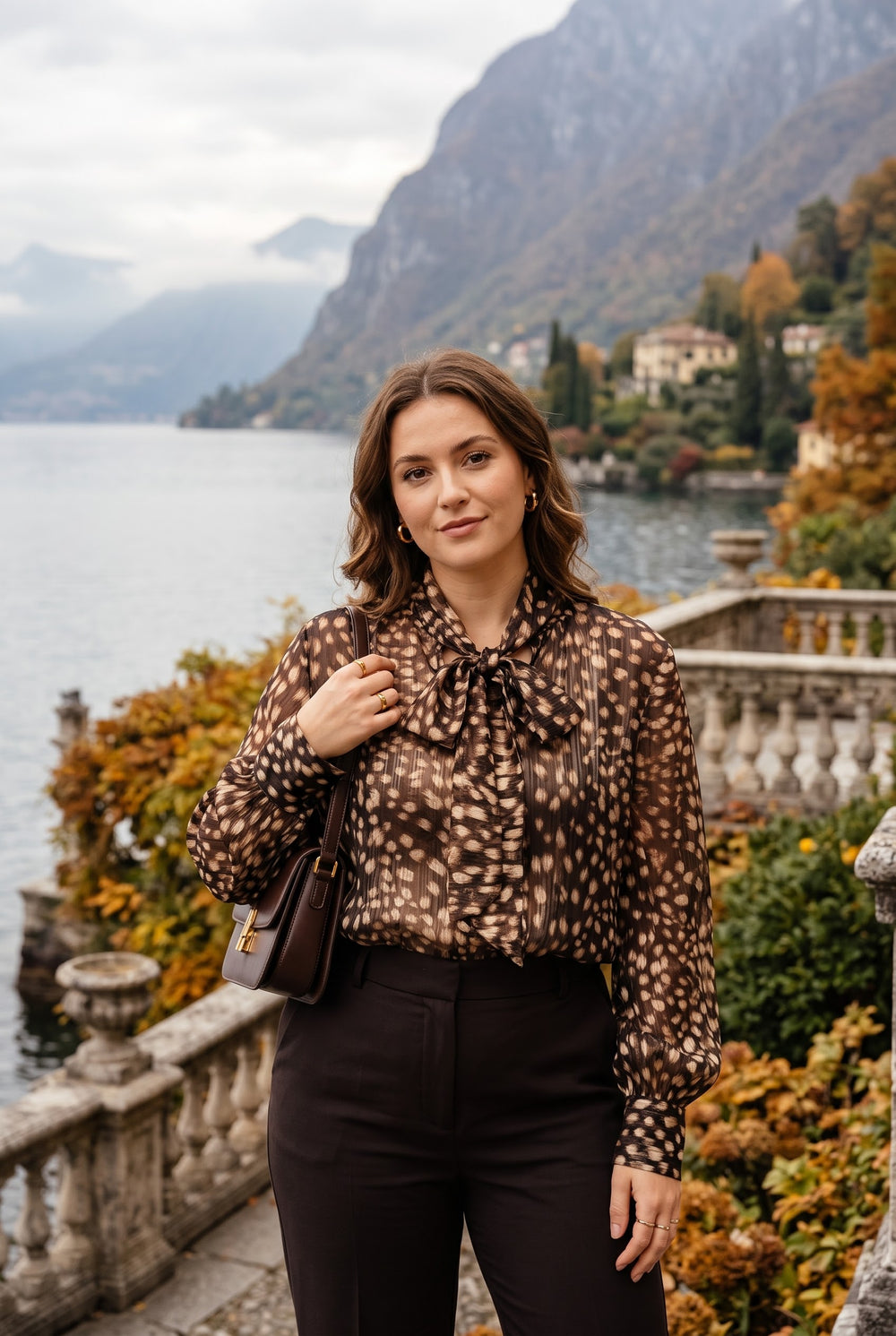 PUSSY-BOW BAMBI PRINT BLOUSE