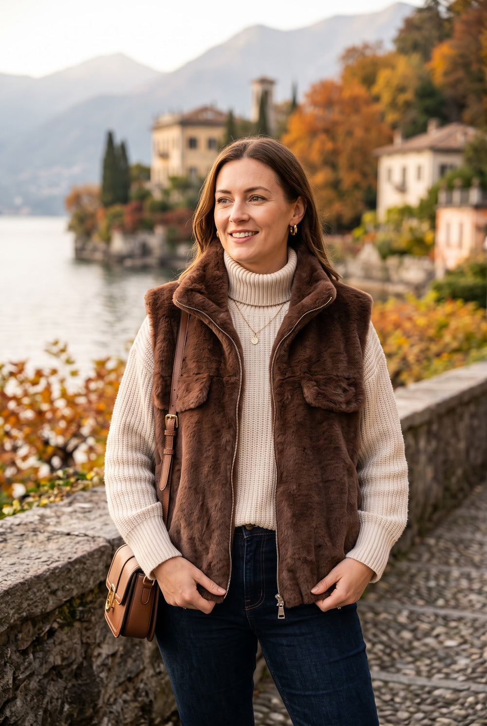 FAUX-FUR ZIP-UP WAISTCOAT