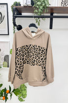 LEOPARD PRINT PANEL PULLOVER HOODIE