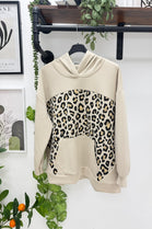 LEOPARD PRINT PANEL PULLOVER HOODIE