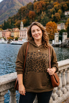 LEOPARD PRINT PANEL PULLOVER HOODIE