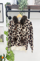 LEOPARD PRINT FAUX-FUR TRIM HOODIE
