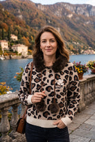 LEOPARD PRINT FAUX-FUR TRIM HOODIE