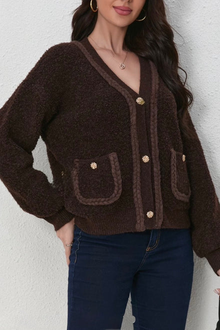 GOLD BUTTON TEXTURED KNIT CARDIGAN (15318658187648)