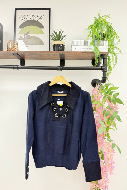 LACE UP NECK JUMPER (15318680207744)