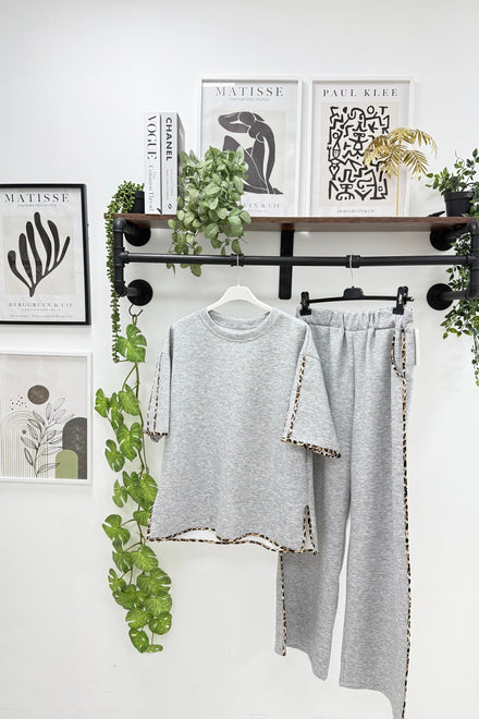 LEOPARD STRIPE WIDE LEG LOUNGEWEAR (15324587000192)