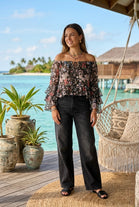 FLORAL SILKY RARA SLEEVE BLOUSE