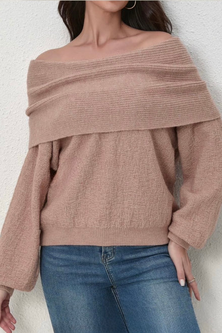 OFF SHOULDER KNITTED JUMPER (15329537229184) (15353445024128)