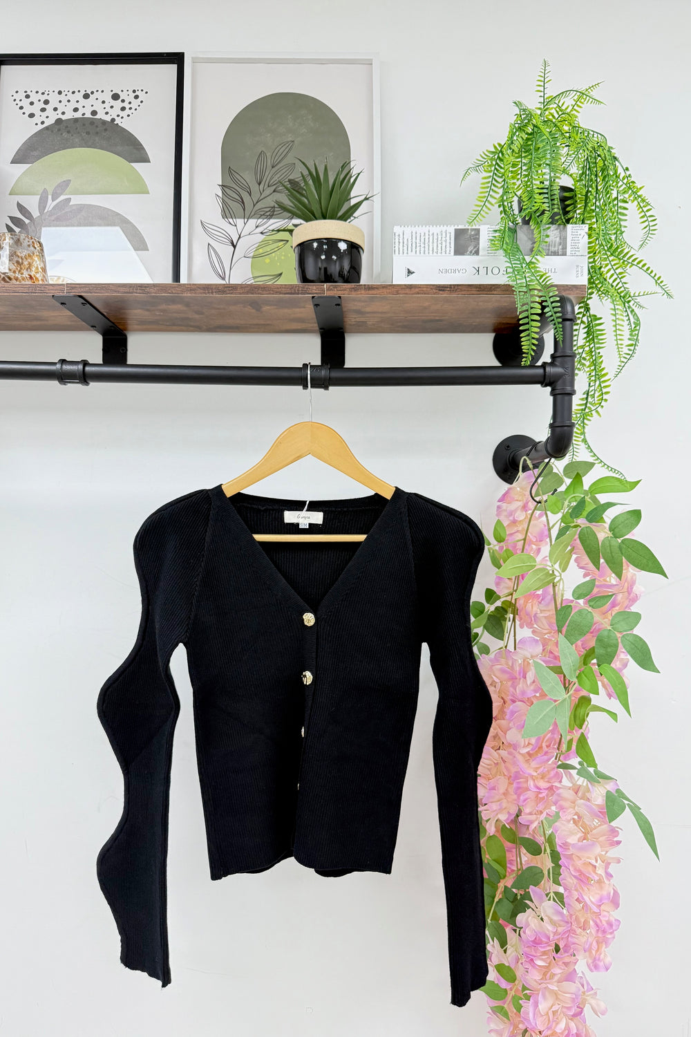 GOLD BUTTON WAVEY SLEEVE JUMPER (15330319696256)
