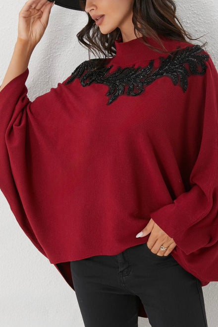 NECK EMBELLISHED OVERSIZED JUMPER (15334371688832)